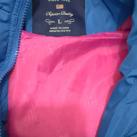 470 U.S. Polo Assn.| EUC Women’s Blue Pink Logo Thick Puffer Vest (Size L) - Picture 9 of 12